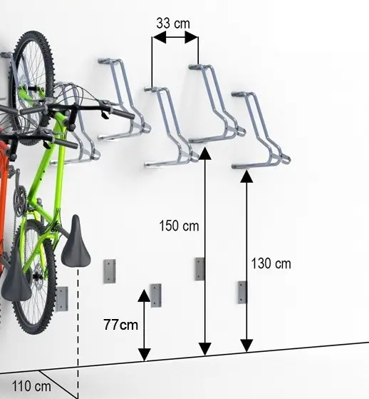Lift polkupyörän seinäteline mittakuva 2.webp