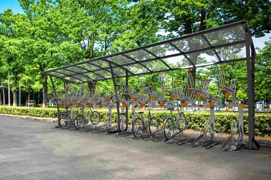 2T katosjono ja kaksikerroksinen pyöräteline, 36 pyöräpaikkaa