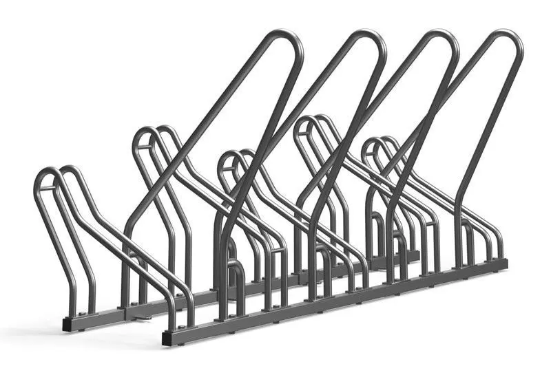 Cross-5 polkupyöräteline, runkolukituskaarilla, porrastettu telineosa